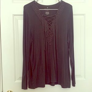 Black long sleeve soft and sexy shirt